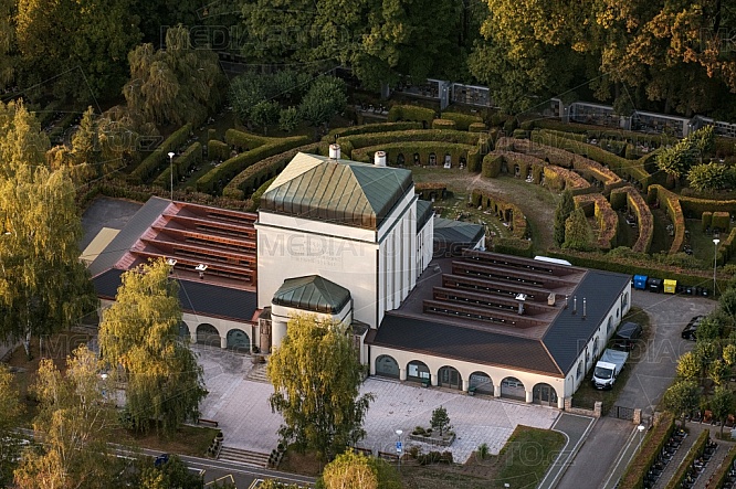 Krematorium, hřbitov, Liberec, letecky