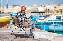 Rybář, síť, Marsaxlokk, Malta