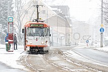 Tramvaj, Liberec, sníh